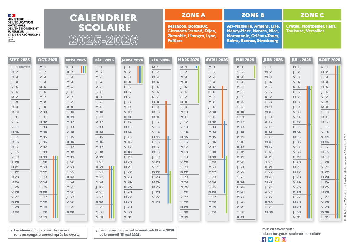 photo calendrier scolaire